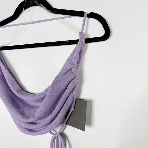 New Le Lis Small S Purple Cropped Cowl Neck Tie Open Back Summer Crop Tank - Picture 3 of 10